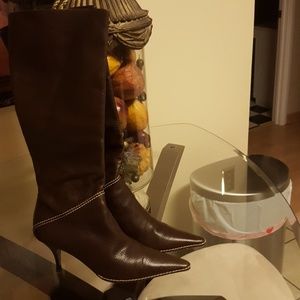 Oscar Delarenta Brown leather knee boots